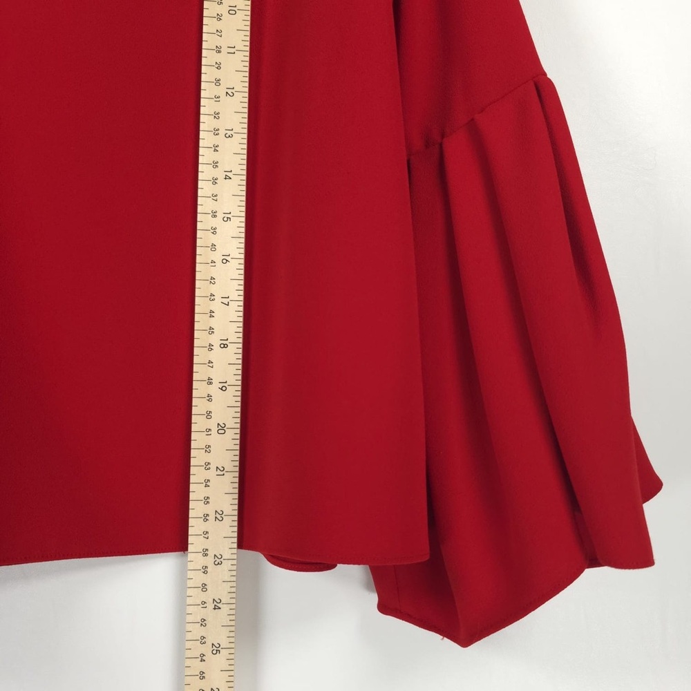 ZARA WOMAN Pleated Flare‎ Ruffle Bell Sleeves Red Blouse Top Size SMALL - Picture 5 of 14